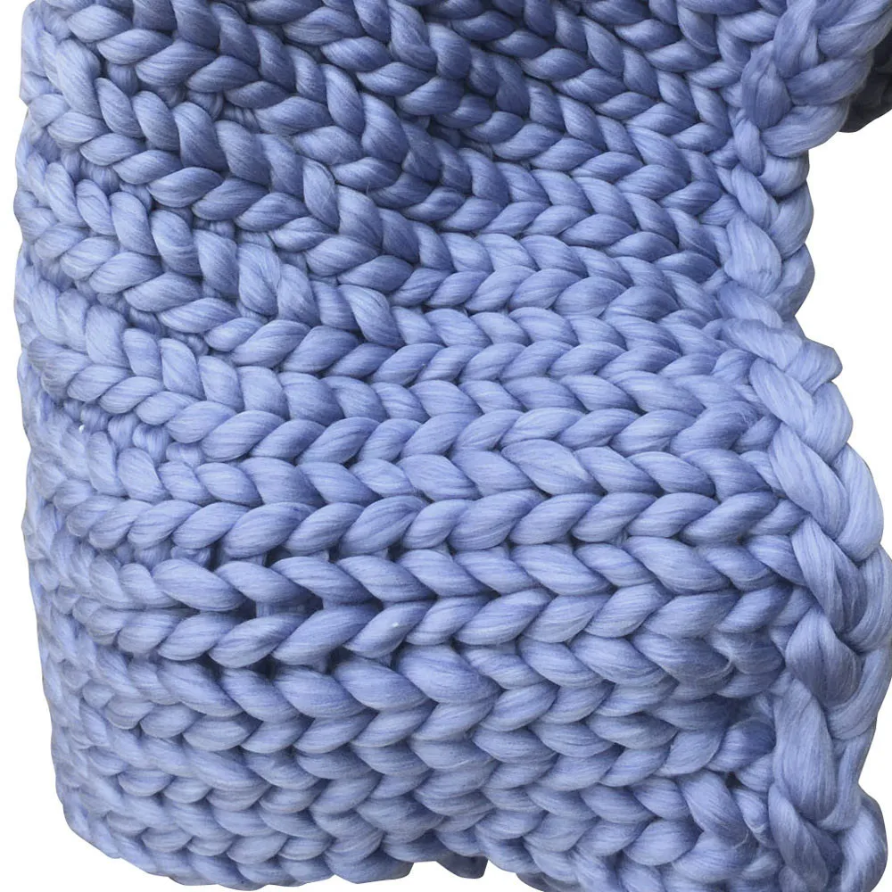 Chunky Knit Blanket 120*150cm Hand Woven Coarse Line Blankets Fashion