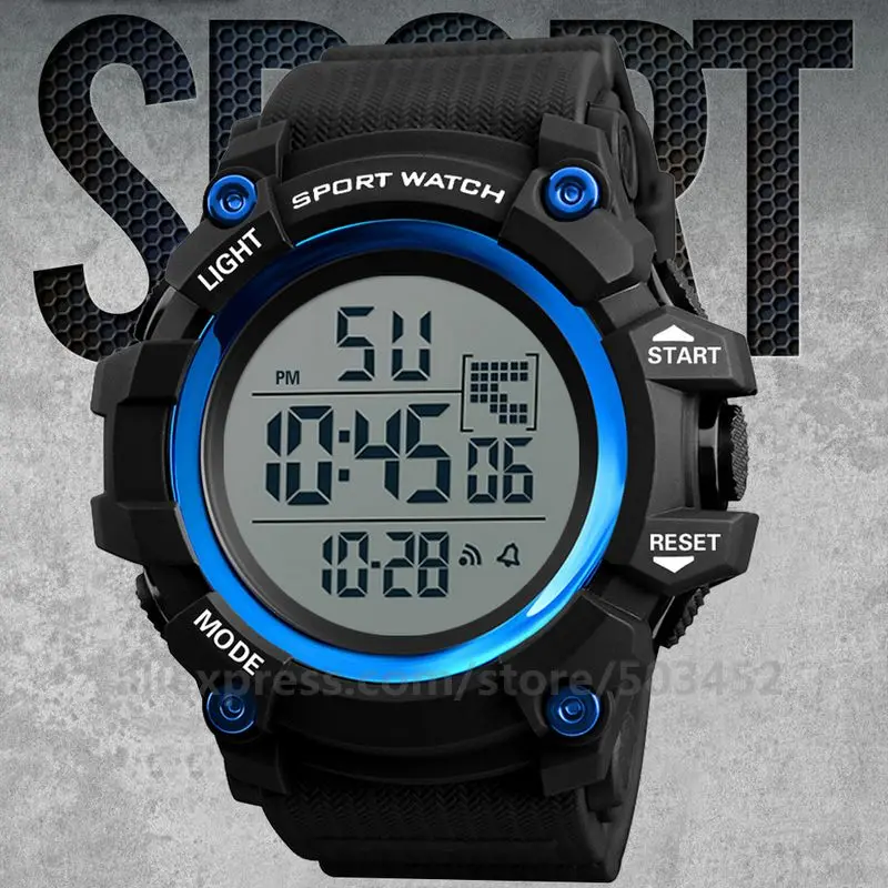 100 шт./лот новые HONHX цифровые часы освещение дисплей электронное движение PU цифровые часы повседневные спортивные часы - Цвет: blue