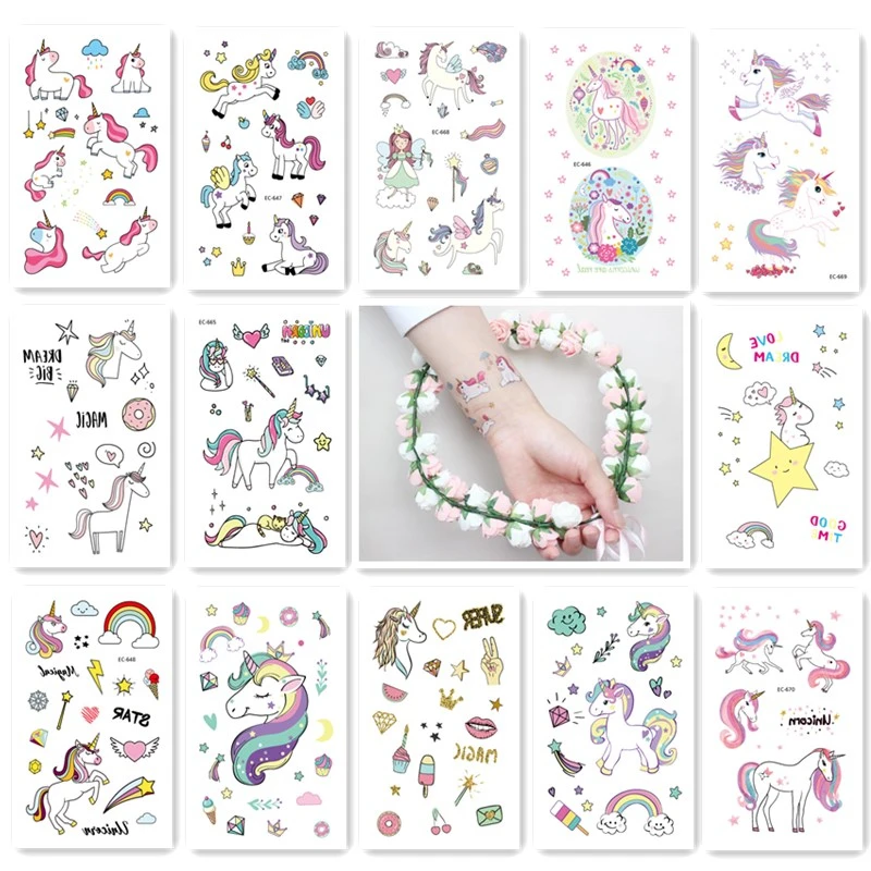 

1pc Party Disposable Tattoo Sticker Unicorn Party Decor Baby Unicorn Birthday Party Favors Temporary Unicorn Party Supplies