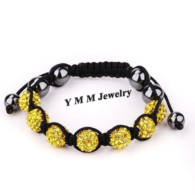 2pcs Gold Shamballa Bracelets Handmade Crystal Ball Beads Bracelet 2pcs Gold Shamballa Bracelets Handmade Crystal Ball Beads Bracelet Adjule