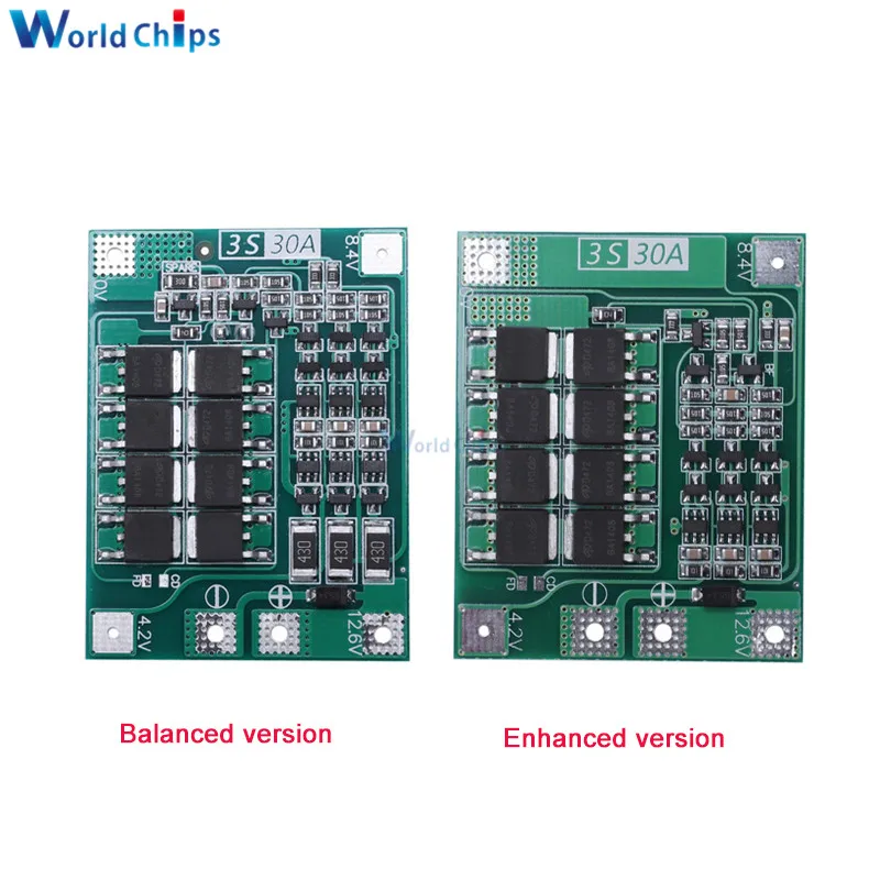 3 S 30A 60A 12,6 V 13,6 V полимерный литий-ионный аккумулятор Защитная плата PCB BMS 3 серийный 12V для сверлильного мотора Lipo Cell