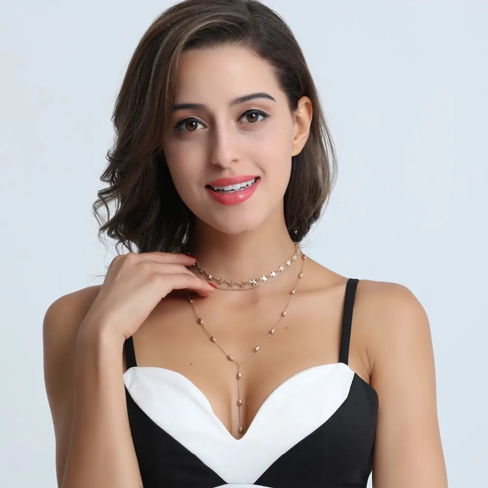 Kolye Золотая цепочка колье женские чокер Moda Mujer 2019 звезда звено цепи ожерелье