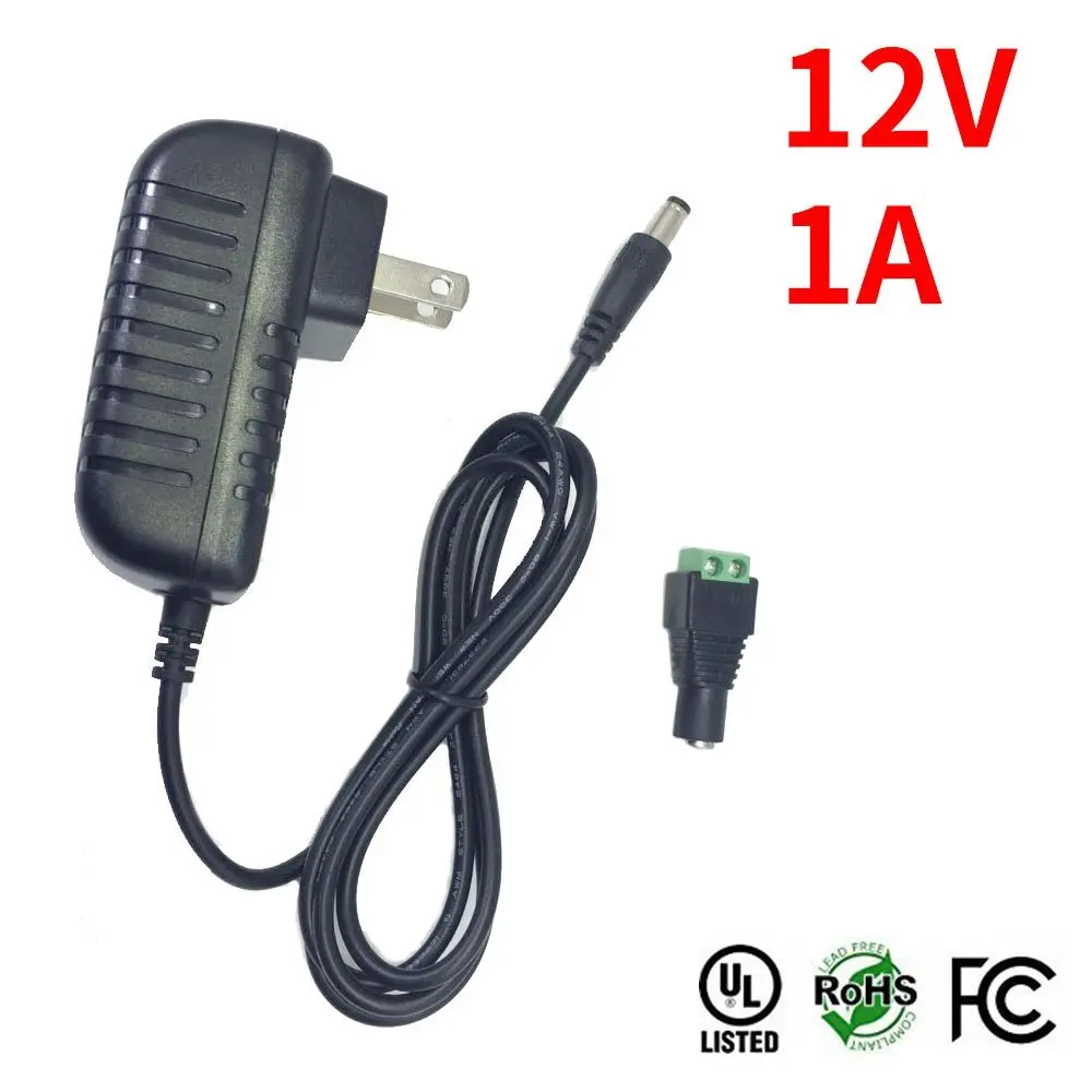 Free Shipping 2pcs/lot AC/DC Adapter 1A 12W Wall Mounted UL Listed