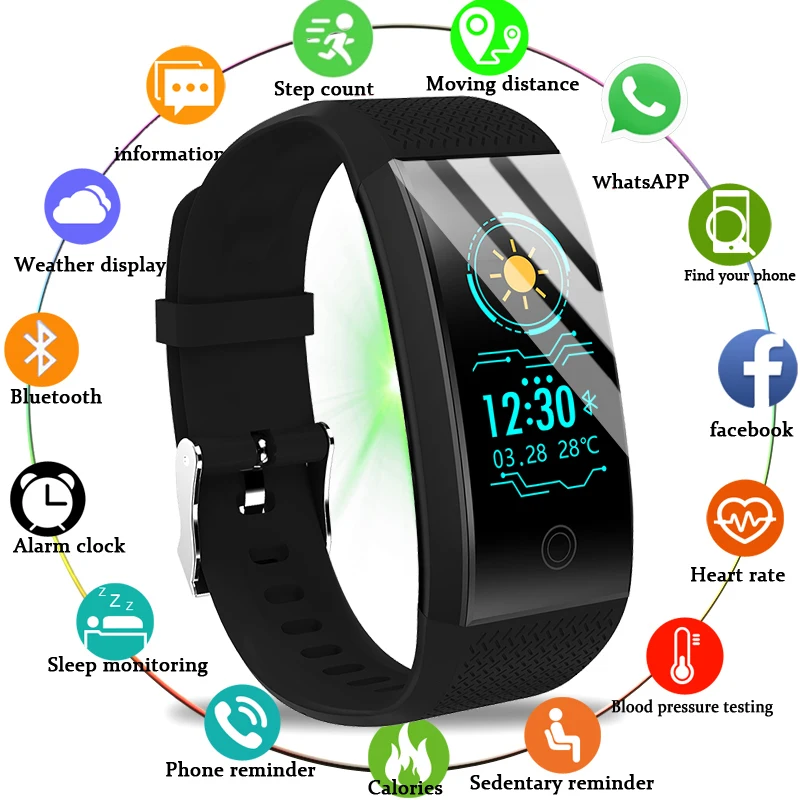 

Smart Watch Sports Fitness Activity Heart Rate Tracker Blood Pressure Watch Support for SMS/WhatsApp/ Facebook/ Twitter 30