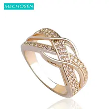 MECHOSEN Kawaii Cubic Zirconia Rings For Women Men Jewelry Bridal Wedding Rings Aneis Gold-color Copper Ring Anillos Mujer Vaz