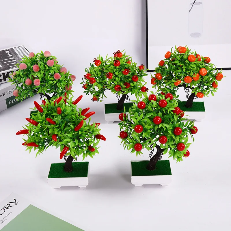 

Artificial Plants Fake Tree Green Foam Fruit Tree Plastic Plants Mini Potted for Party Home Decoration 23 Grain Fruit