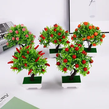 

Artificial Plants Fake Tree Green Foam Fruit Tree Plastic Plants Mini Potted for Party Home Decoration 23 Grain Fruit