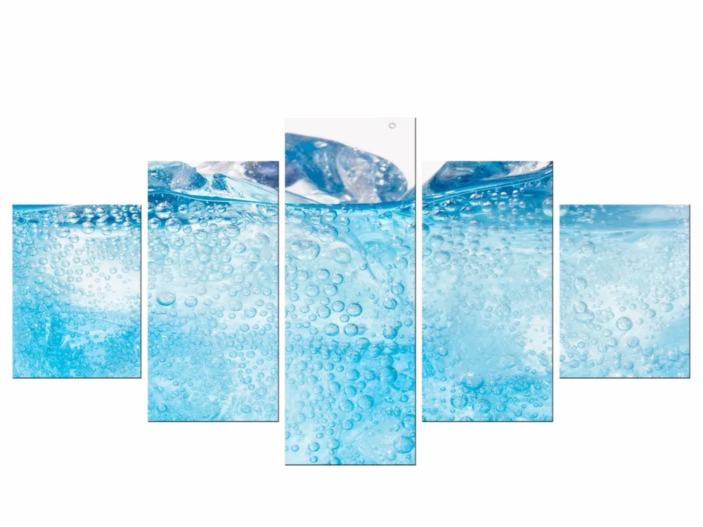 

5 Pieces Free Shipping Wall Art water under water waves bubbles sea blue Home Decoration Canvas Poster Print Framed
