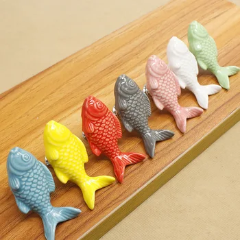 

10pcs Hardware factory cartoon color single-hole ceramic handle carp bookcase drawer cabinet single-hole handle