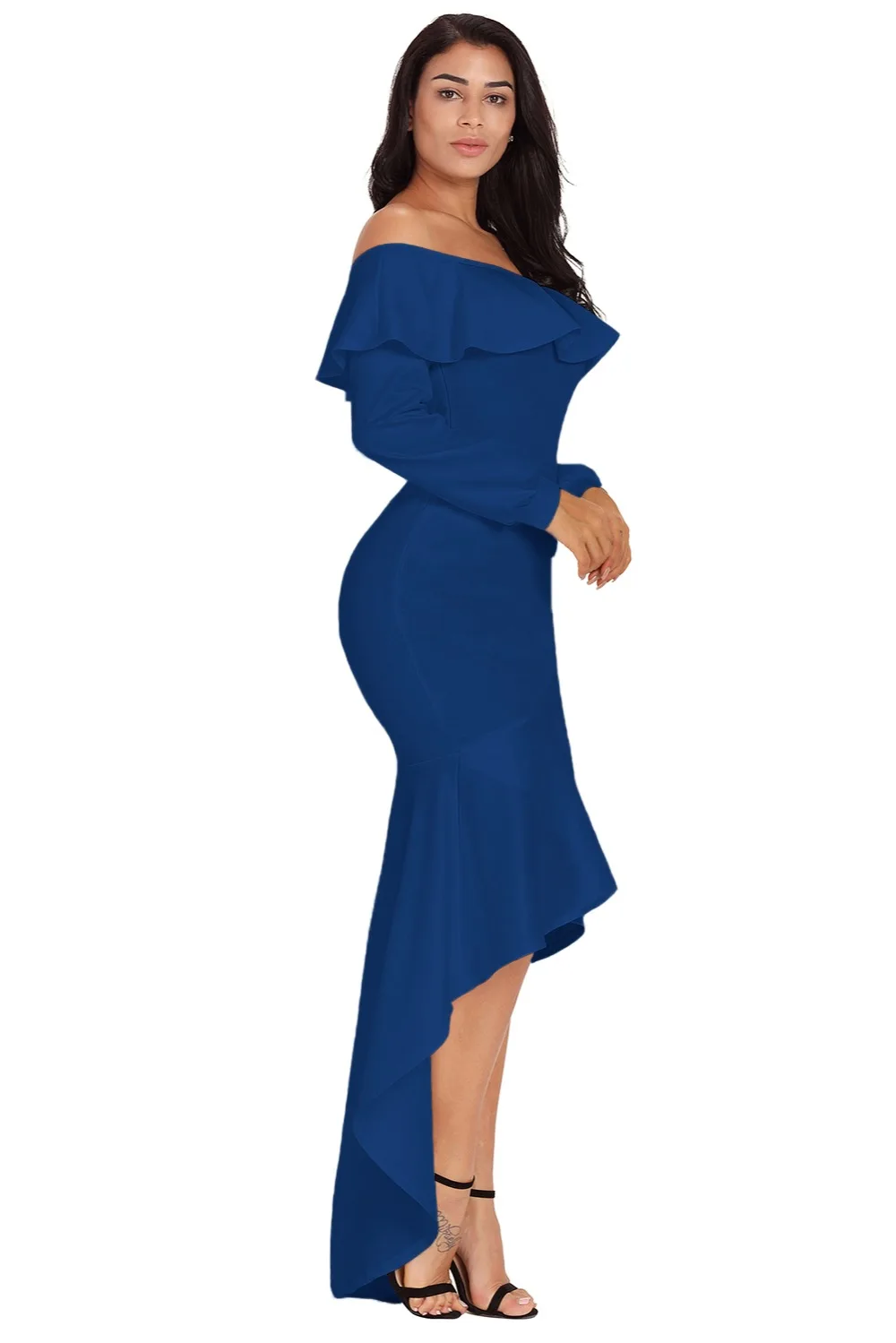 Blue-Lantern-Sleeve-Asymmetric-Ruffle-Hem-Evening-Dress-LC610303-5-3