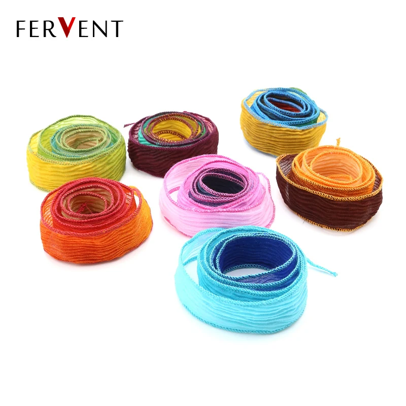 

New Arrival 7 kinds colors Gradient color Sari Silk Ribbon Wrap Yoga Fashion Women Bracelet Strand Friendship Women Bracelets