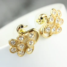 Новые модные изысканные корейские Уникальные Милые Стразы с кристаллами, полые серьги в виде лебедей E2306