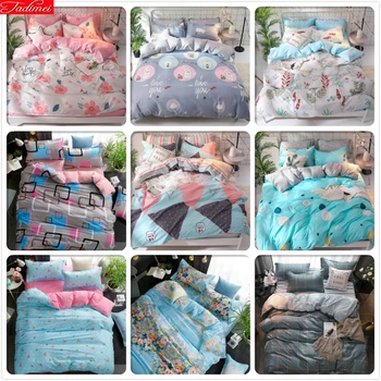 

2018 New Fashion Soft Cotton 3/4 pcs Bedding Set Adult Kids Child Bed Linens Single Twin Double Queen King Size Duvet Cover 1.8m