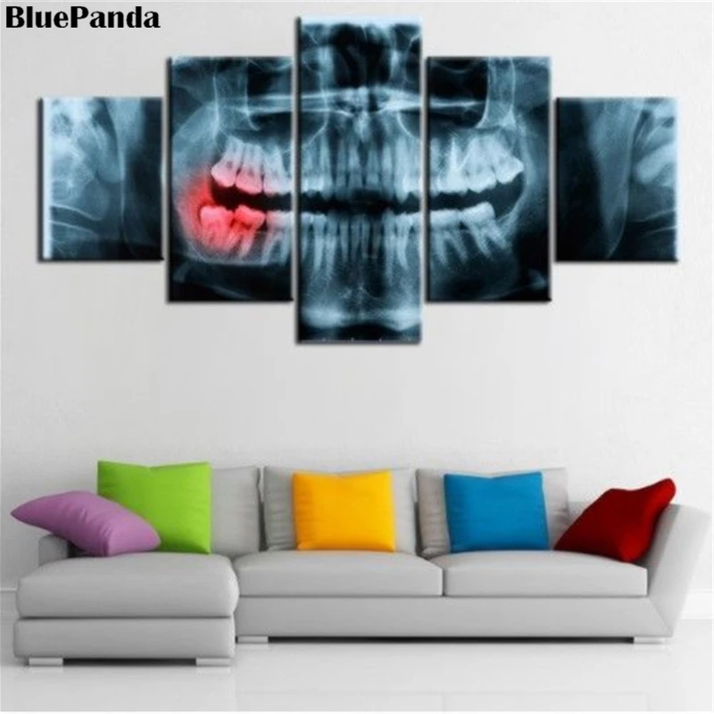 

Panoramic Dental X Ray 5 Pieces Modern Canvas Painting Oil Print Poster HD Picture For Living Room Office Home Decor