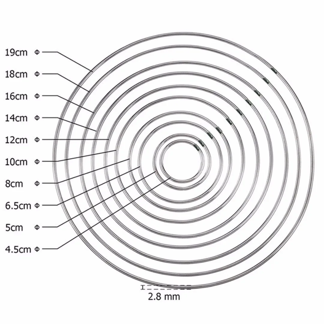 10 шт., толщина 2,8 мм, металлическое кольцо-обруч, крепкое макраме для рукоделия, яркое кольцо 45-190 мм