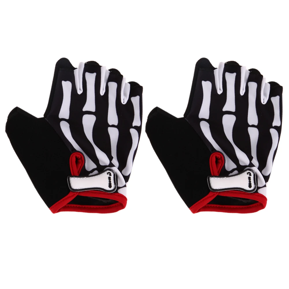 Cycling font b Gloves b font UnisexSkeleton Bone Half Finger Bike font b Glove b font