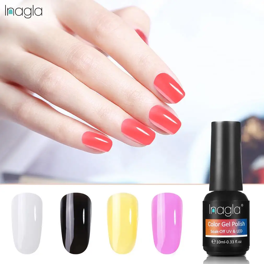 

Inagla 10ml Gemstone Gel Polish 12 Pure Colors Soak Off UV LED Nail Art Design Top Base Coat Varnish Long Lasting