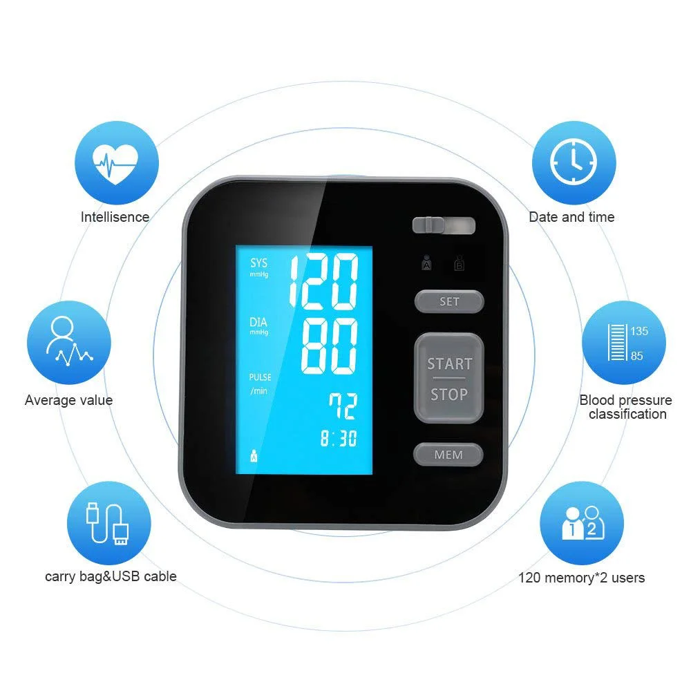 Ceny Cigii górny ciśnieniomierz na ramię duży wyświetlacz ledowy niebieskie światło opieka zdrowotna domowy cyfrowy tonometr BP