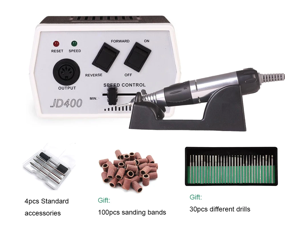 

JD400 Micro Precision Electric Grinder, 35w 30000rpm Electric Nail Art Drill Machine Manicure and Pedicure