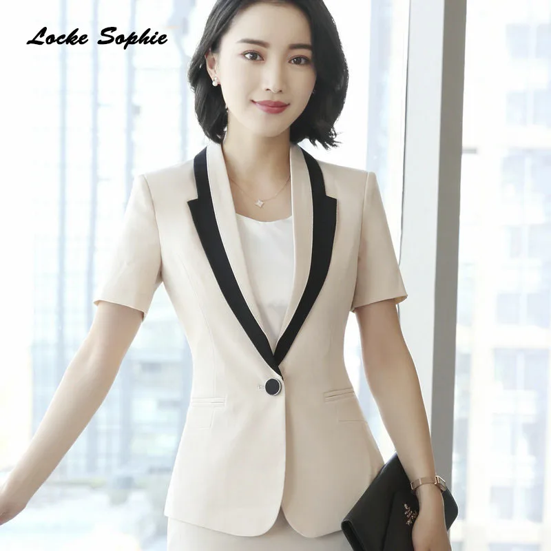 

1pcs Women's Plus size Blazers coats 2019 Summer cotton Splicing short sleeves Small Suits jackets ladies Skinny Blazers Suits