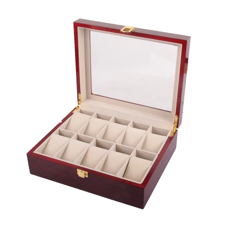 

10 Slot Wood Watch display box, 26.2*21.2*8.8cm, RED
