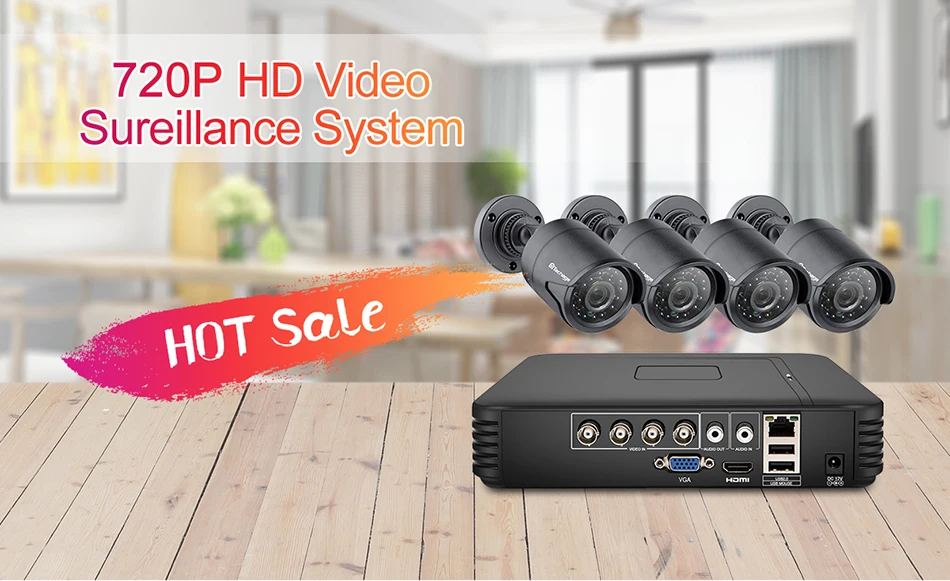 Techage 4CH CCTV система 720P HDMI AHD CCTV DVR 4 шт 1,0 МП уличная инфракрасная камера видеонаблюдения 1200 ТВЛ камера наблюдения комплект 2 ТБ HDD