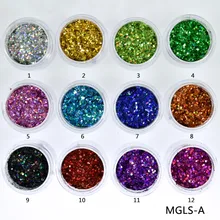 10 мл/коробка лазерные блестки для ногтей смешанные голографические шестигранные блестки для ногтей пайетки искусство сверкающие блестки Маникюр пыль, 12 цветов