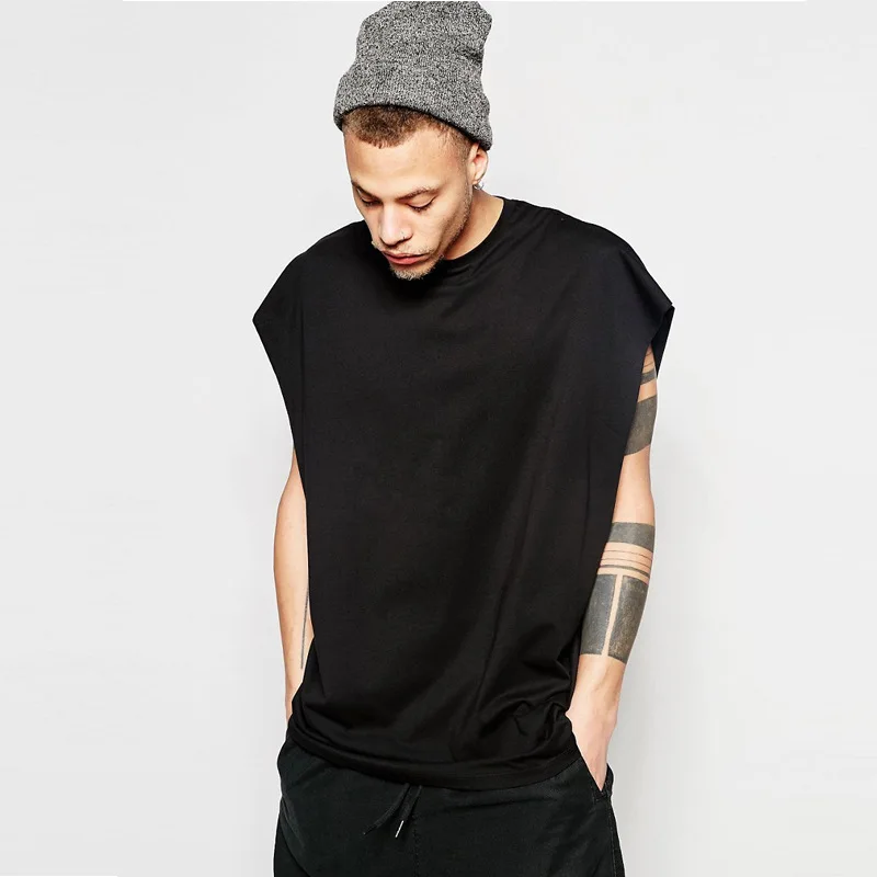 Модная уличная одежда в стиле хип-хоп, без рукавов, однотонные футболки для мужчин, Повседневная футболка, off white off black, топы, футболка BMTX53 R - Цвет: Black
