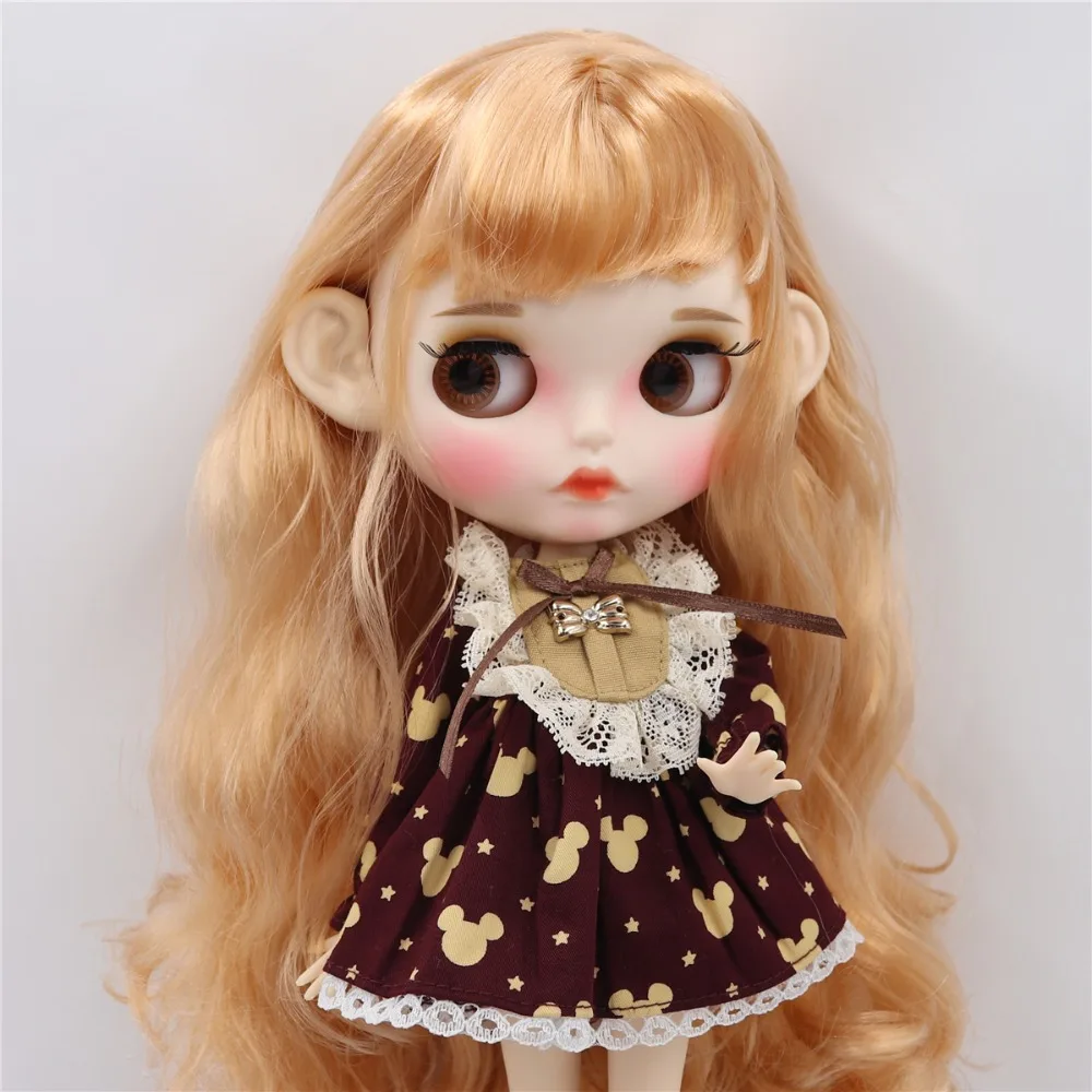 Ледяной DBS Blyth кукла 1/6 bjd белая кожа сужение тела золотые волосы новое матовое
