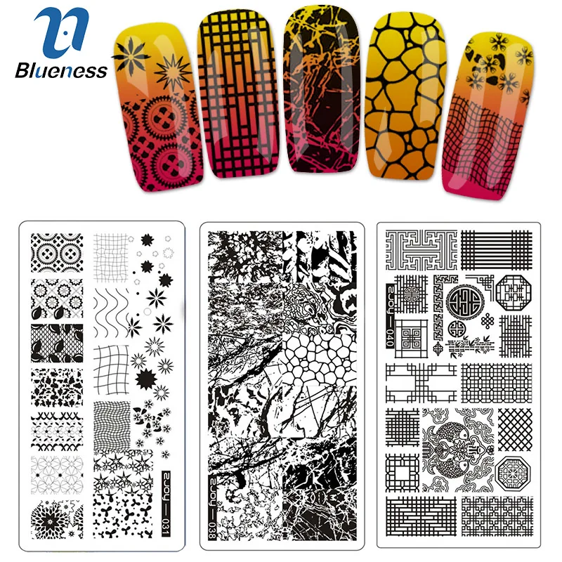 

6.5*12.5cm Landscape Pattern Rectangle Nail Stamping Plates Image Plate Template Steel Manicure Nail Art Stencil Tools