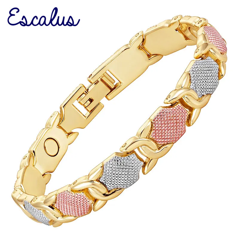Escalus Bio Energy Bracelet for Women 3 Tone Bangle Gold Silver Rose