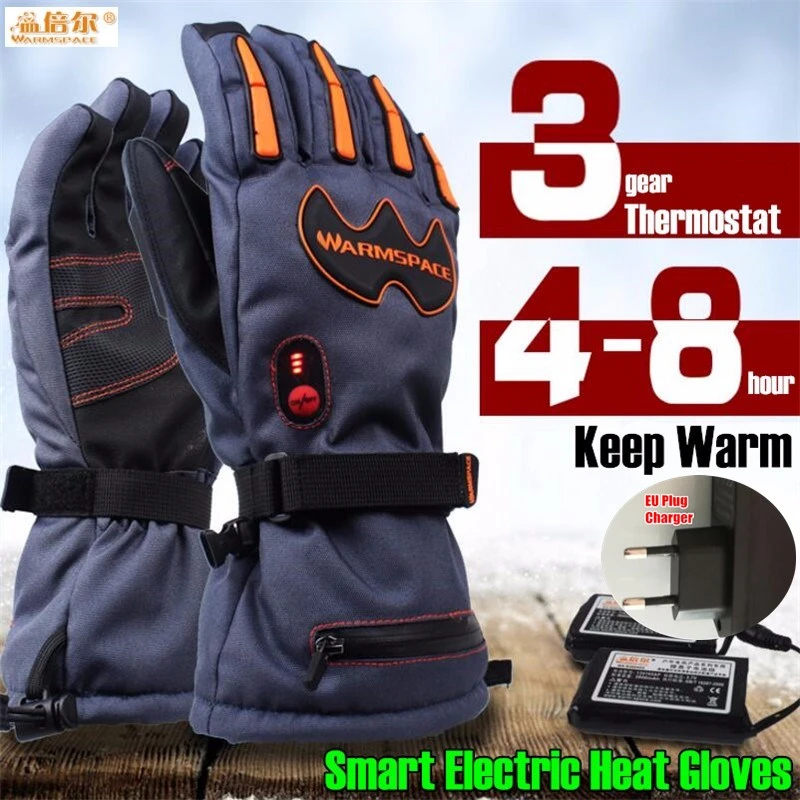5600 MAH الذكية الكهربائية التدفئة قفازات ، سوبر الدافئة في الهواء الطلق الرياضة ركوب التزلج قفازات بطارية ليثيوم 5 الاصبع واليد عودة الذاتي ساخ...