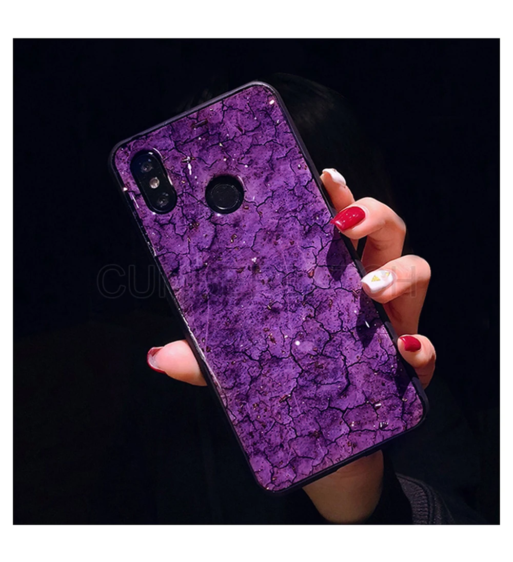 Зеленый Изумрудный мраморный узор Алмазный кронштейн Блестящий Силиконовый чехол для samsung Galaxy S7 edge S8 S9 plus Note 8 9 чехол для телефона - Цвет: purple
