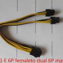 PCI-E PCIe PCI Express 6 P Женский двойной 6Pin мужской графика карты GPU расширенный кабель miner добыча провода 18AWG 20 см