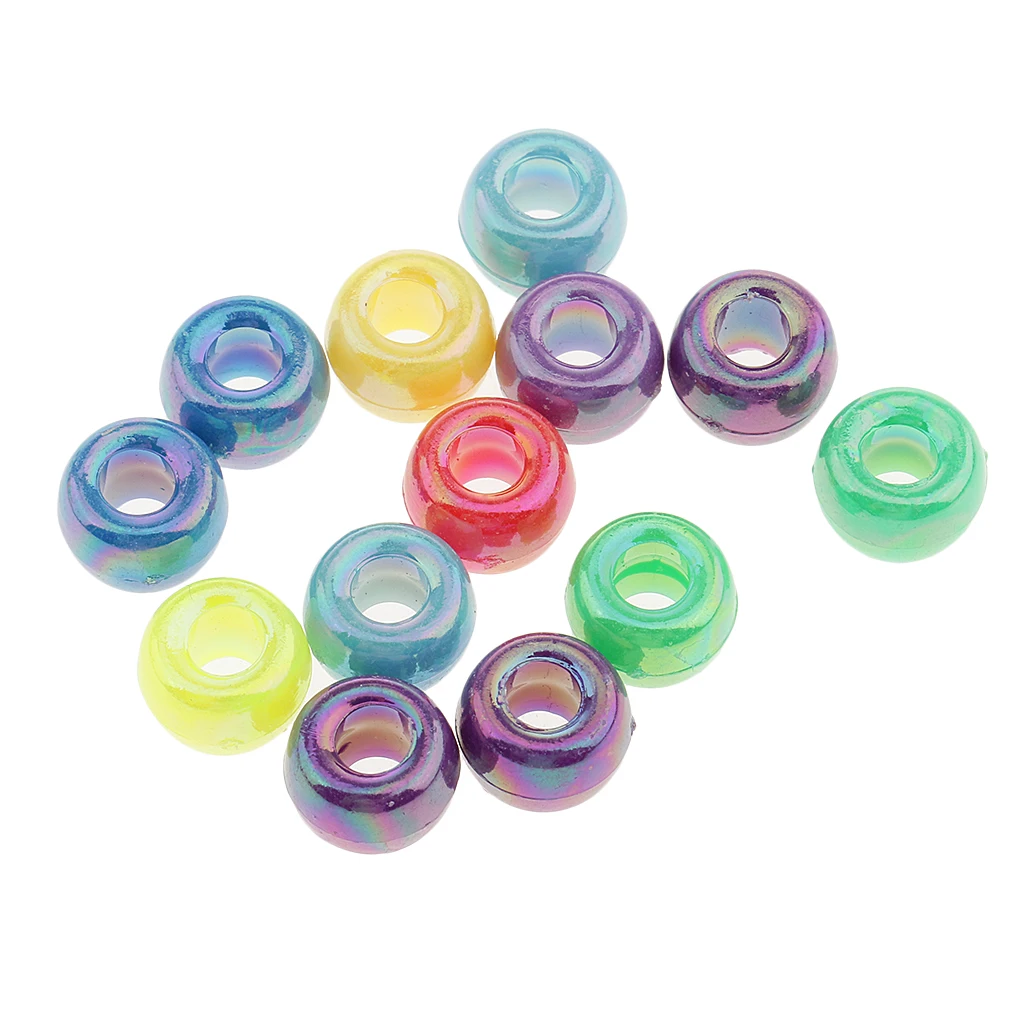 200 Pieces Multi colors Round Glass Beads Loose Beading Large Hole for DIY Necklaces,Bracelet, Earrings Making Craft 8 mm
