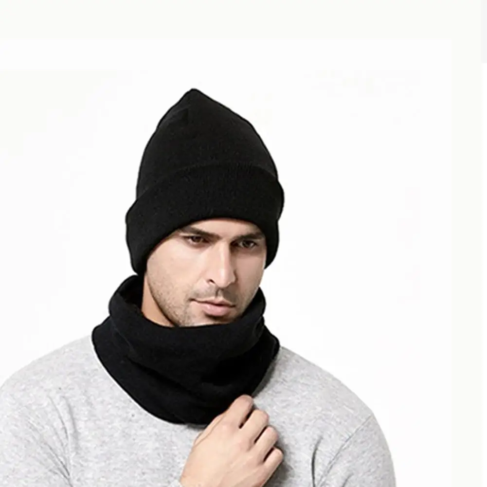 Мужская вязаная шапка шарф мужская шапка шарф набор подходит для любых повседневных случаев Повседневная мода Джокер теплый прочный не