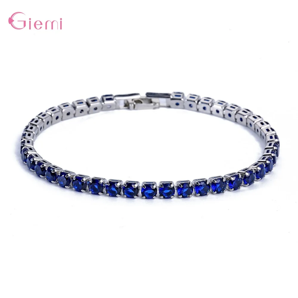 New Fashion Adjustable Tennis Bracelets For Women Shiny Crystal Silver Color Chain Bangle and Bracelet Jewelry Gift - Metal Color: 17cm