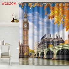 WONZOM Big Ben Waterproof Shower Curtain Castle Bathroom Decor Seaside House Decoration Cortina De Bano 2017 Bath Curtain Gift WONZOM Big Ben Waterproof Shower Curtain Castle Bathroom Decor Seaside House Decoration Cortina De Bano 2017 Bath Curtain Gift