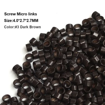 

Screw Micro Rings 4*2.7*2.7MM 1000Pcs/Bottle #3 Dark Brown Micro Link Beads Micro Ring Hair Extensions Kit