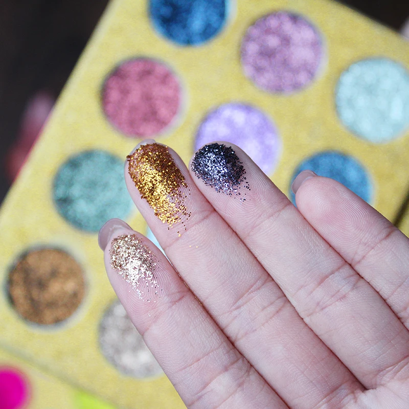 

IMAGIC 16 Colors Glitter Injections Pressed Glitter Single Eyeshadow Diamond Rainbow Make Up Cosmetic Eye shadow Palette 3.28