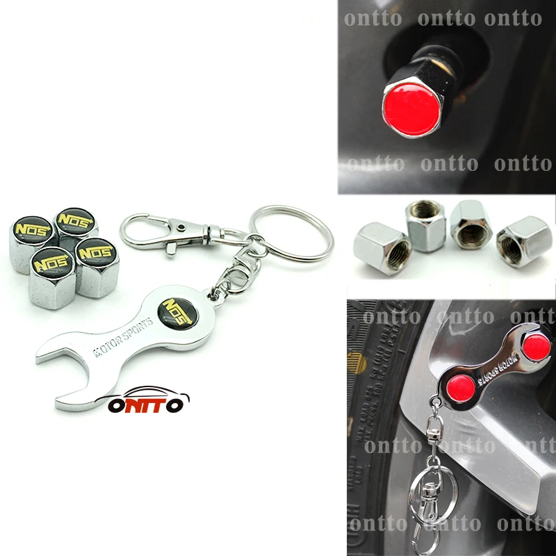 

4 Caps+1 Spanner Metal Emblem Car Tire Valve Caps Air Covers for NOS Logo for BENZ Buick Lacrosse Cadillac Dodge Fiat 500 KIA