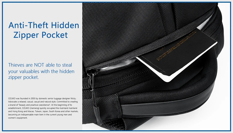 Anti-Theft Hidden Zipper Pocket