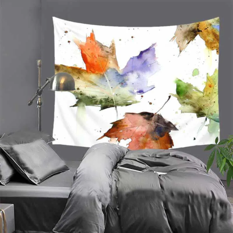 

Forest Maple Leaf Fall Tapestries Landscape Sunlight Plant Wall Hanging Hippie Wedding Decor Bedspreads 150Cm Woven Novelty Gift