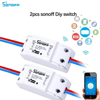 

2pcs Sonoff Basic Wifi Switch DIY Wireless Remote Controller Smart Light Relay Module Work with Alexa Domotica for smart home