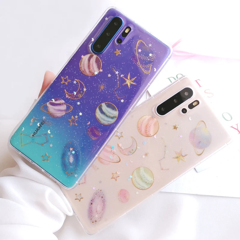 Glitter Space Star Clear case for huawei p30 pro p30 lite p30 transparent soft silicone TPU Funda for huawei p20 lite case cover