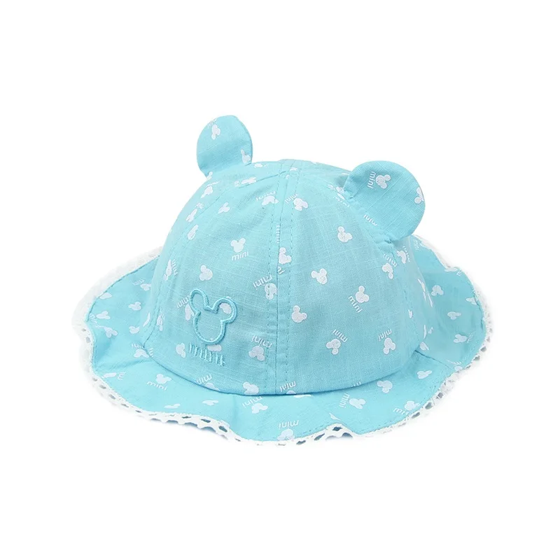 Lace Panama Baby Hat For Girls Print Baby Girls Hat With Mouse Ears Solid Cotton Toddler Cap Summer Sun Hat Baby Girls Clothing (28)