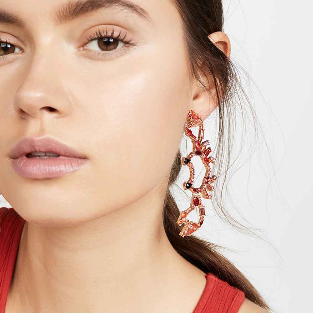 

AENSOA Cute Crystal Red Crab Drop Earrings For Women Girls Summer Sea Statement Earrings Fashion Jewelry Party Gift Wholesale