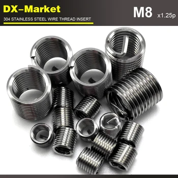 

m8*1D *1.25P , 100pcs , stainless steel through threaded sleeve , sus304 Engine thread repair insert