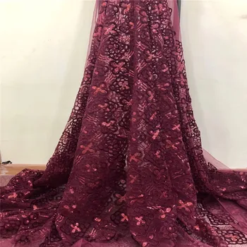 

2018 High qualiy embroidered African Tulle Lace Fabric with Sequins French Sequin Fabric HJ735-1