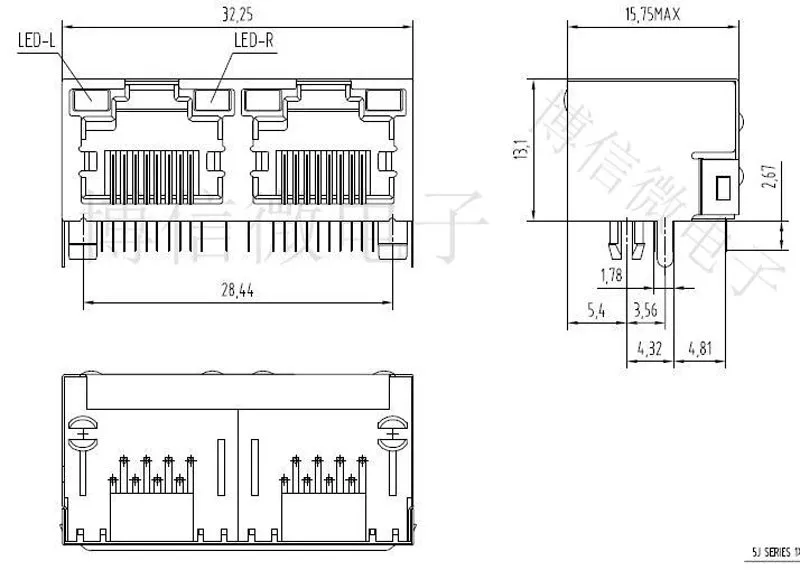 Novos conectores de terminal rj45 1x2, com